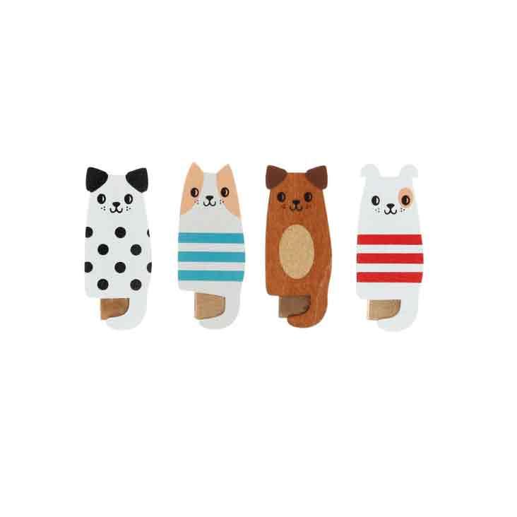 Mini-Holzklammern (4er-Set) - Hunde