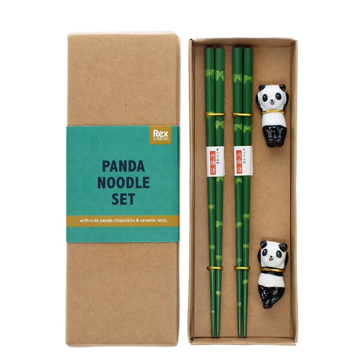 Essstäbchen und Ablage - Panda