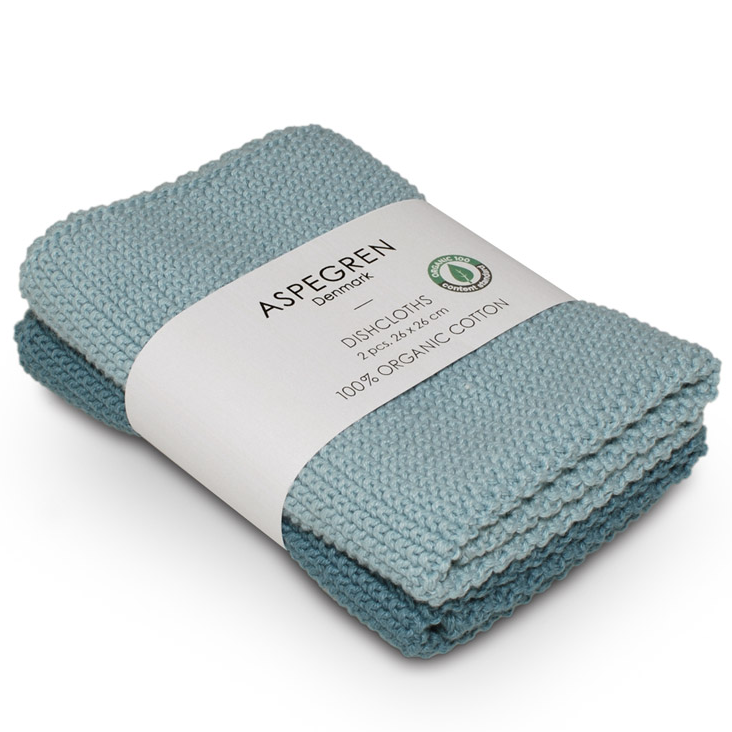 Abwaschtuch gestrickt Lamella Solid Aqua 2er Set