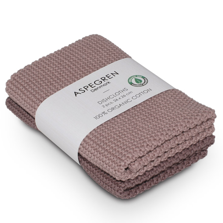 Abwaschtuch gestrickt Lamella Solid Mauve 2er Set