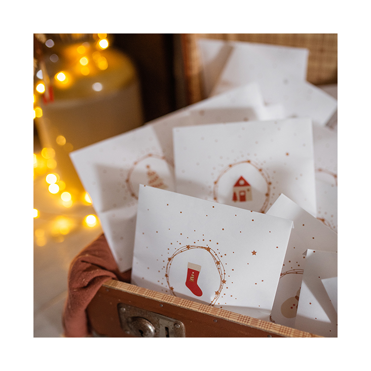 Adventskalender-Tüten 24 Stk.mit Zahlen Rot