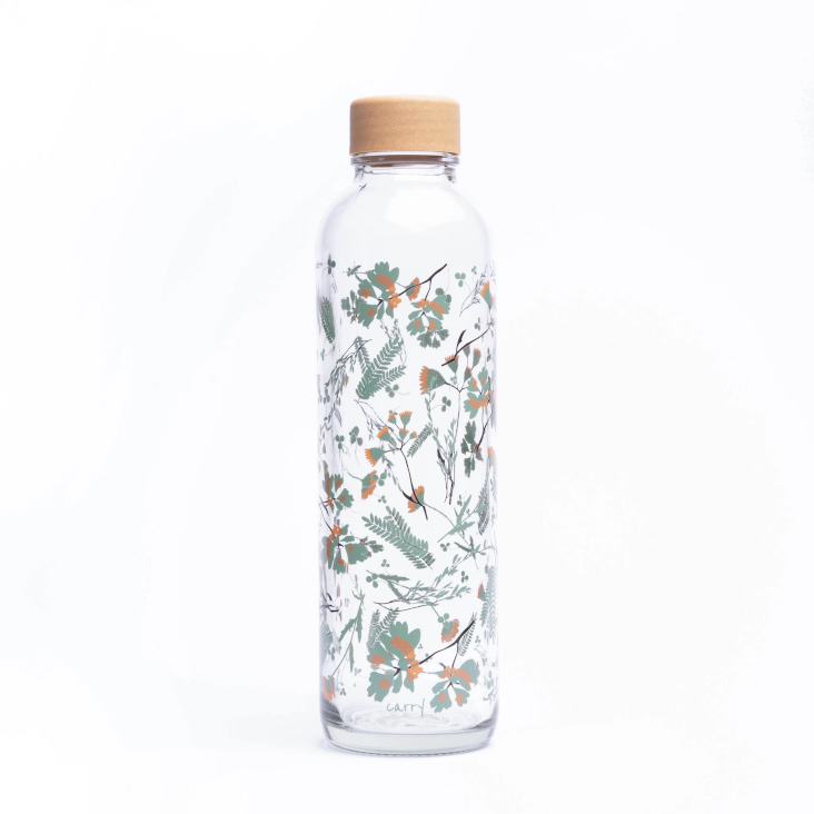Glas-Trinkflasche Flower Rain 0.7L