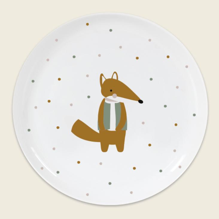 Porzellanteller Fuchs mit Weste