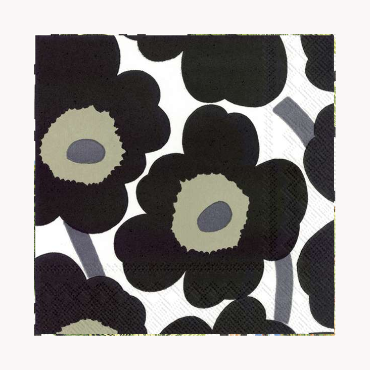 Servietten Unikko White Black
