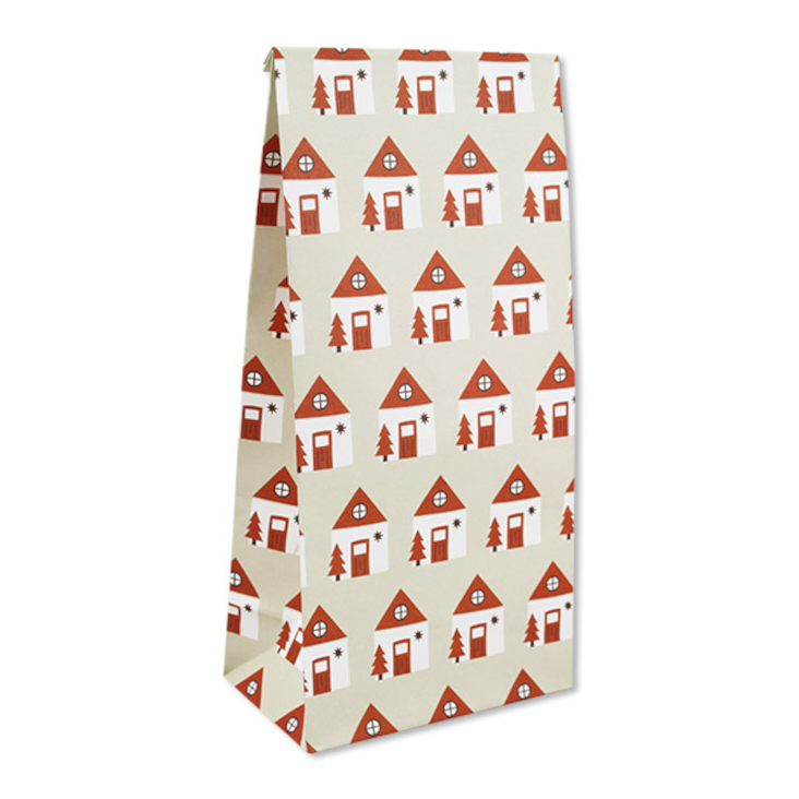 Geschenktütet Häuser beige/rot