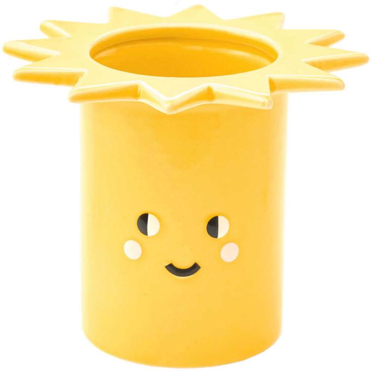 Keramik Vase Sonne gelb