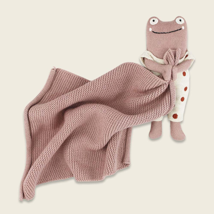 Kuscheltuch gross mit Frosch Pink