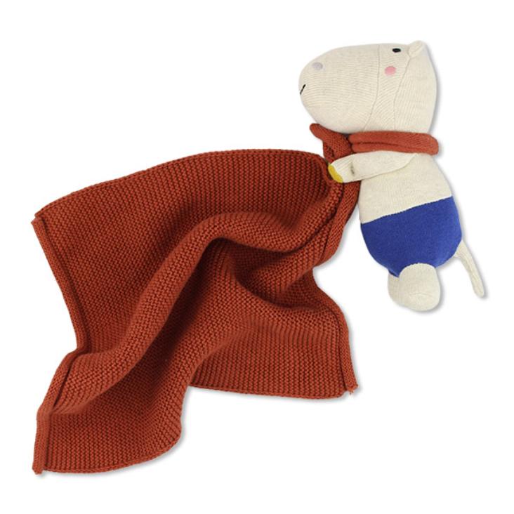 Kuscheltuch gross Hippo rehbraun