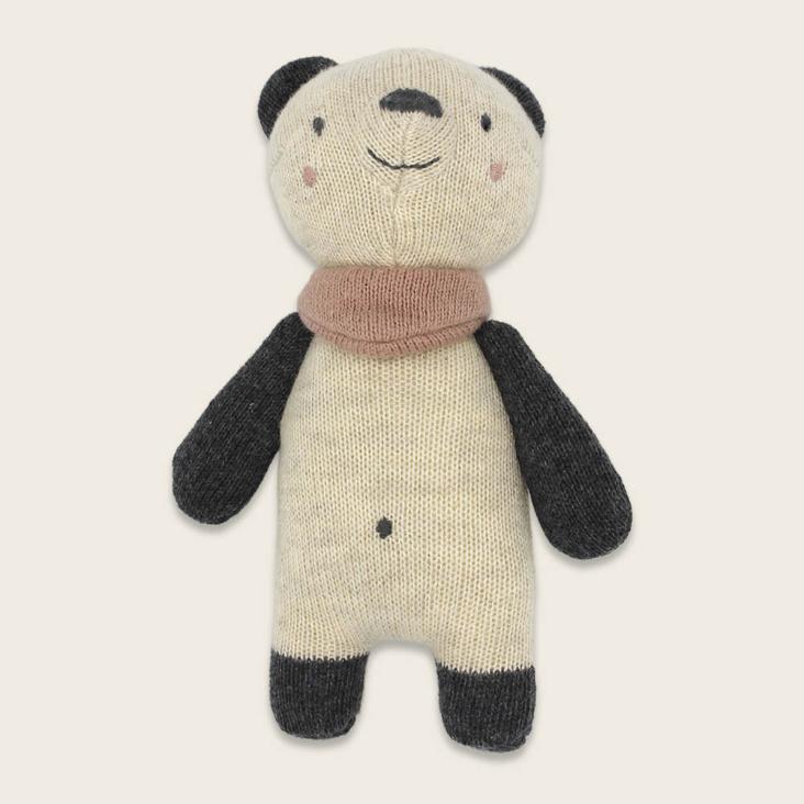 Babyrassel Panda mit rose Halstuch