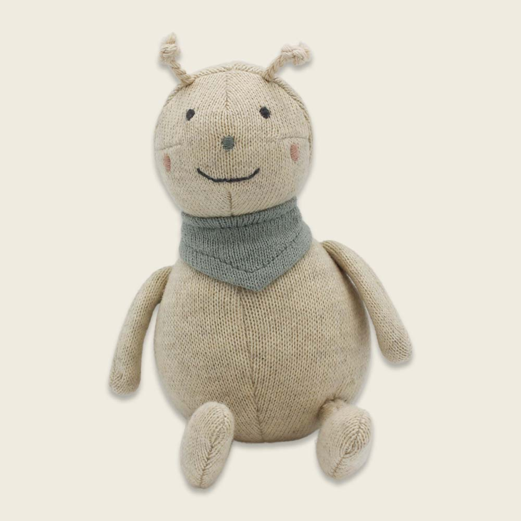 Babyrassel Marienkäfer Creme/Puderblau