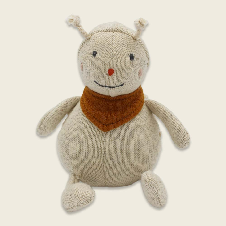 Babyrassel Marienkäfer Creme/Senf