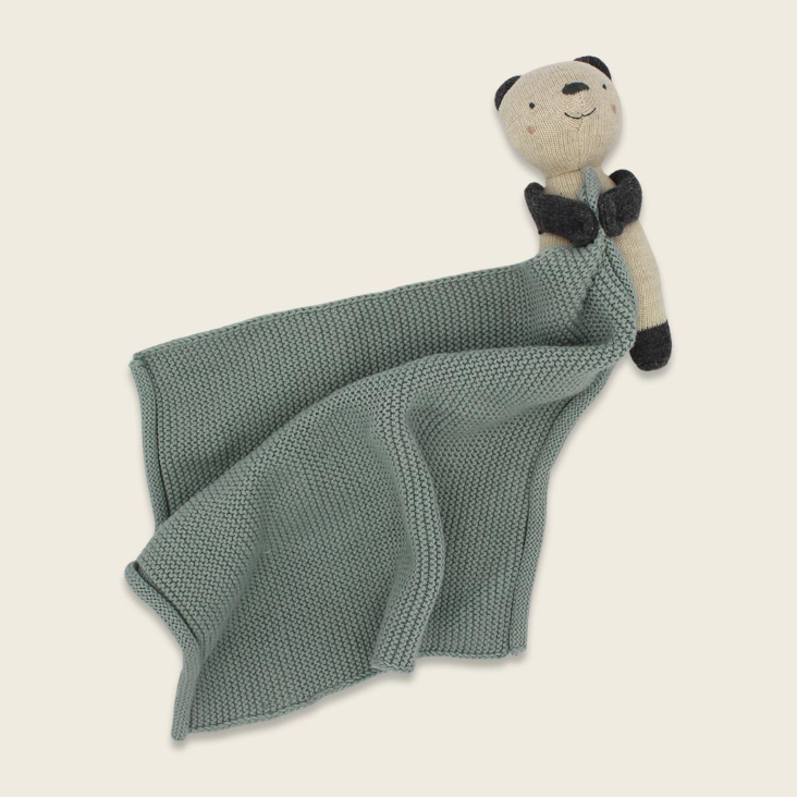 Kuscheltuch Panda mit Halstuch blau