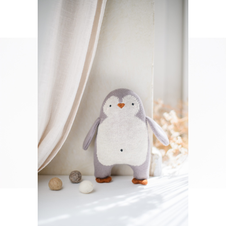 Babyrassel Pinguin Grau Mélange