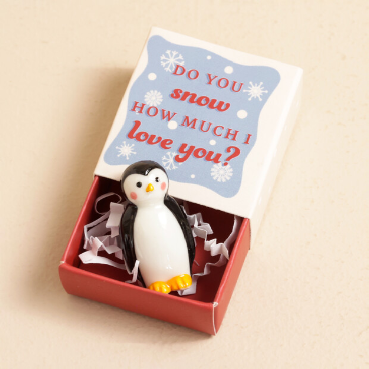 Kleiner Matchbox Keramik Token - Pinguin