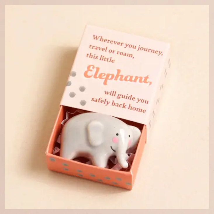 Kleiner Matchbox-Keramik-Token Elefant