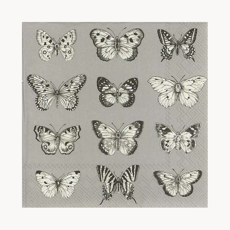Servietten BUTTERFLIES GREY