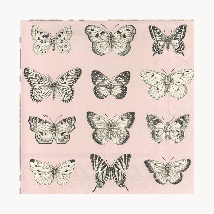 Servietten BUTTERFLIES LIGHT ROSE