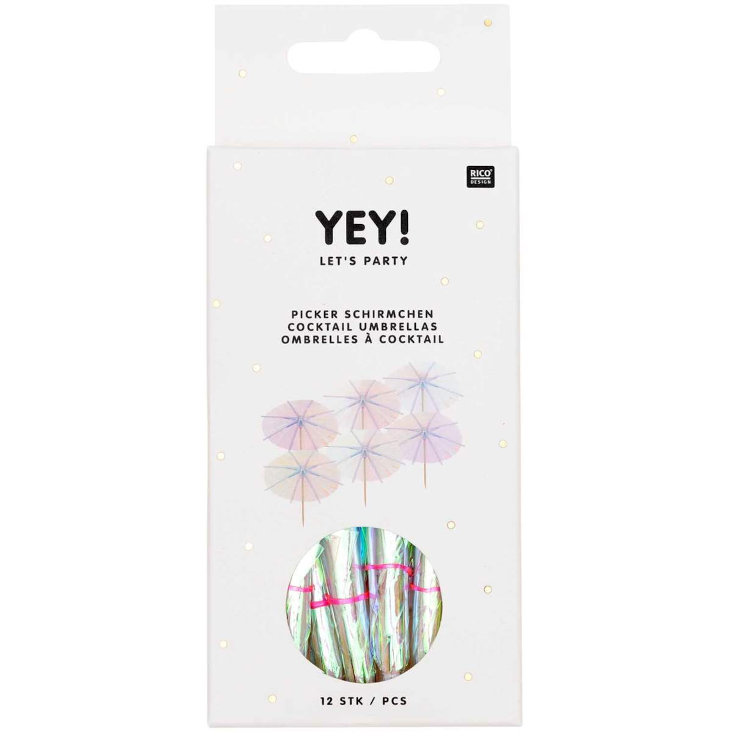 YEY! Let`s Party Picker Schirmchen irisierend 8,3cm 12 Stück