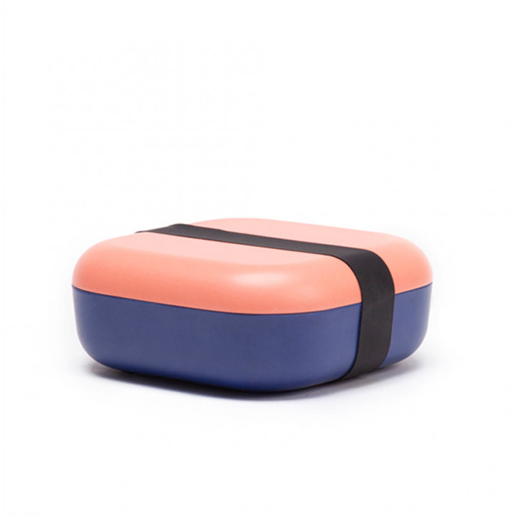 Bambusfaser Snack Box Coral/Royal Blue