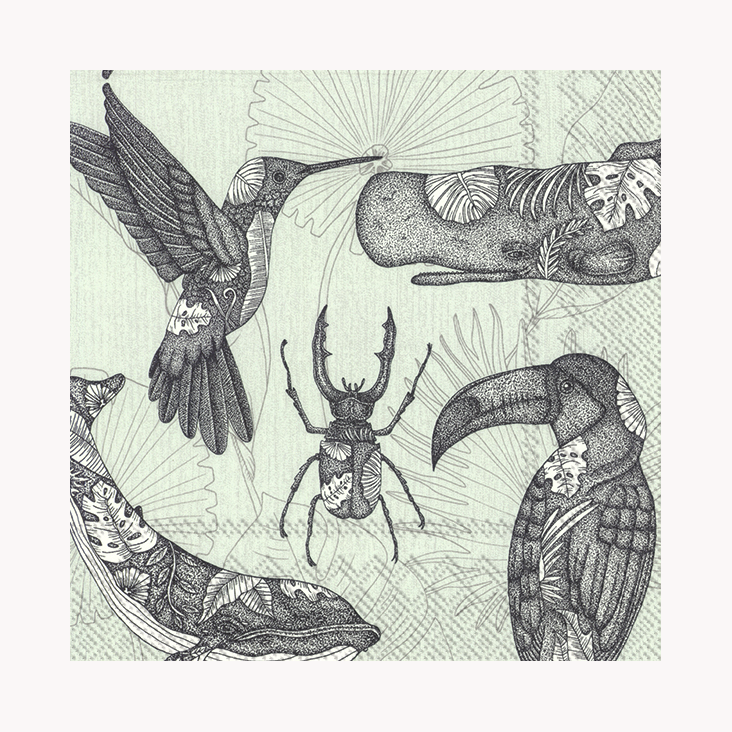 Servietten Tattoo Animals Grey