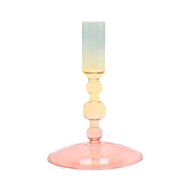 Glas Kerzenhalter pink/gelb/türkis