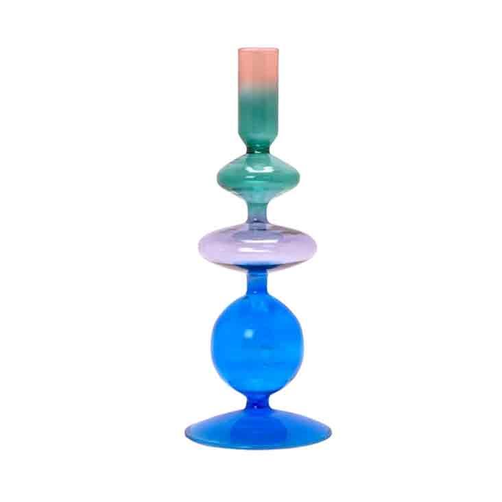 Glas Kerzenhalter kobalt/hellblau/grün/pink
