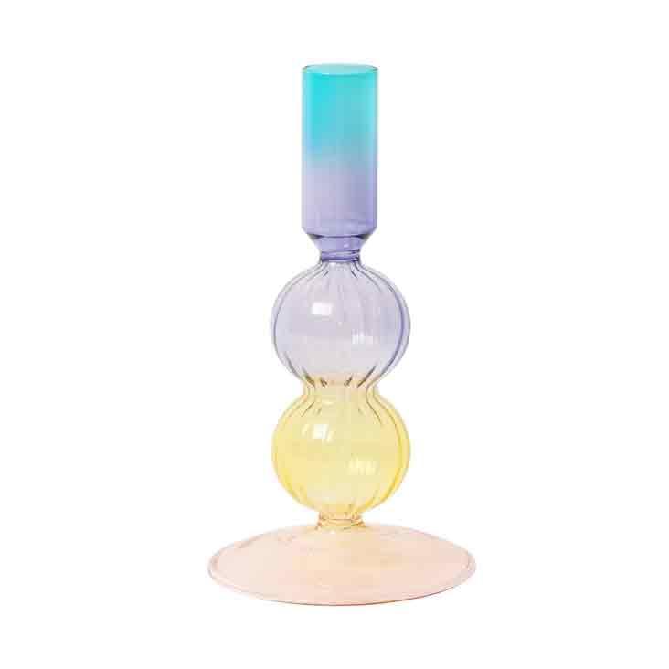 Glas Kerzenhalter pink/gelb/lilla/blau