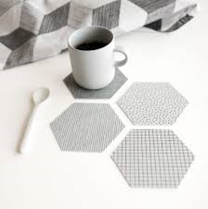 Silikon Polygon Glasuntersetzer Concrete 4er Set