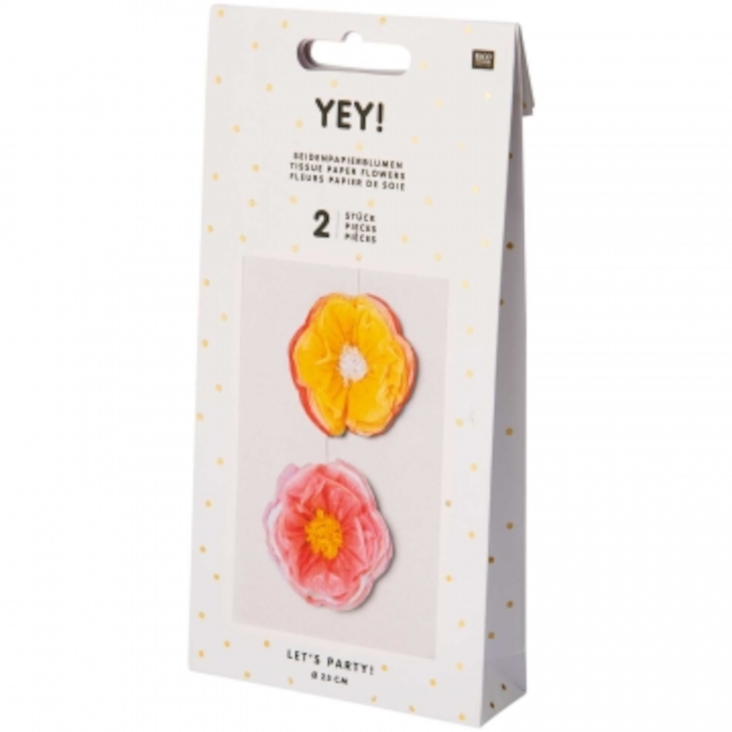Papierblumen 2er Set Rosa Gelb