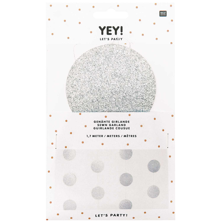 Genähte Girlande Kreise Glitter Silber