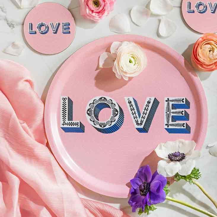 Love / pink Tray Ø 31cm - 0