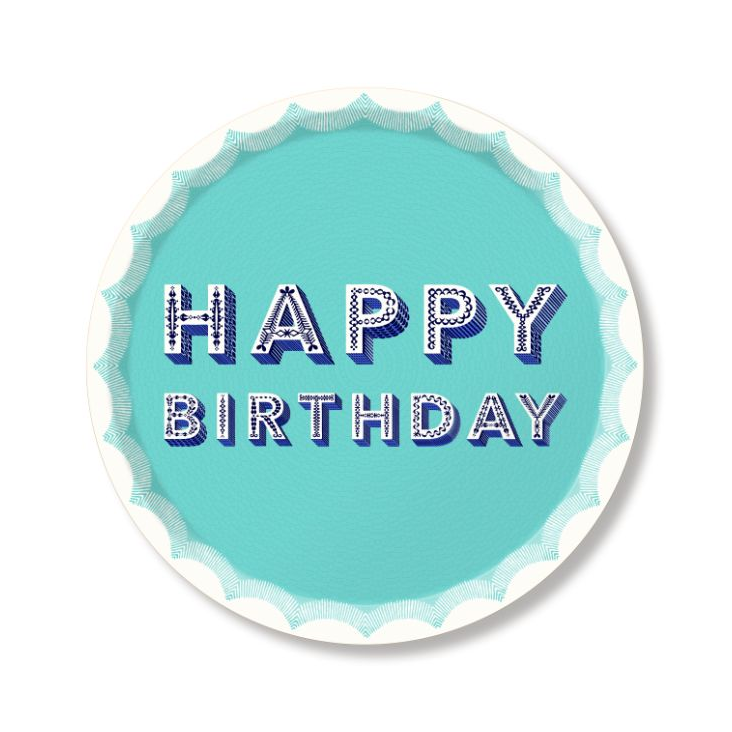 Tablett Happy Birthday Aqua