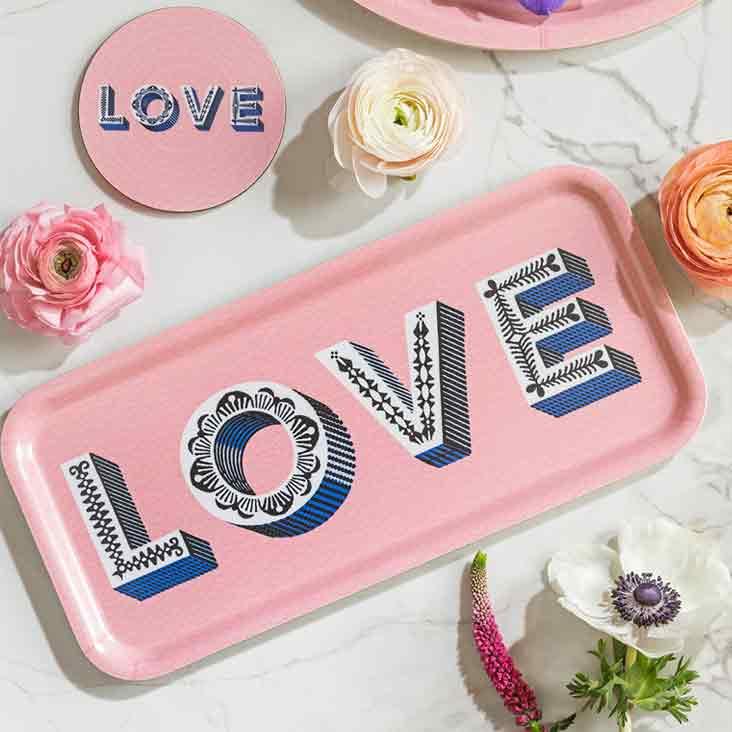 Love / pink Tray 32x15cm - 0