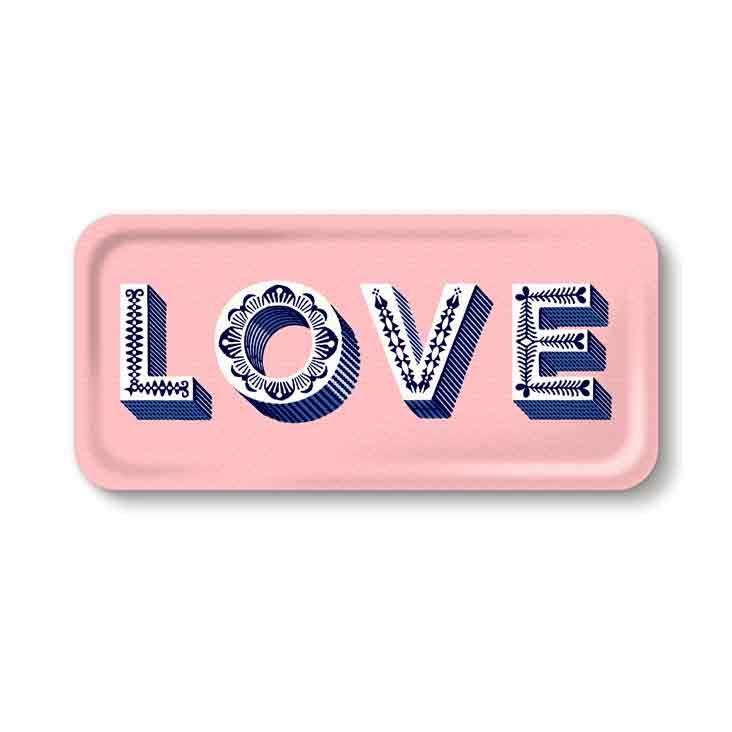 Love / pink Tray 32x15cm