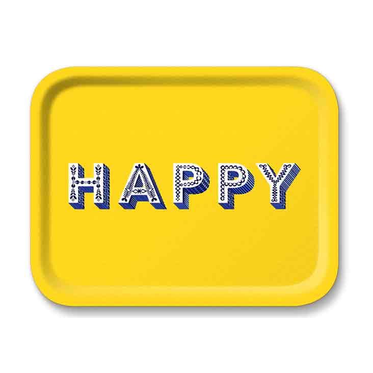 Happy / yellow Tray 36x28cm
