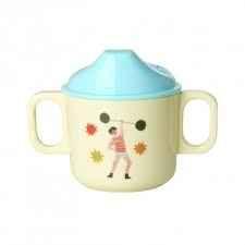 Melamine 2 Handle Baby Cup with Fun Fair Print - Mint