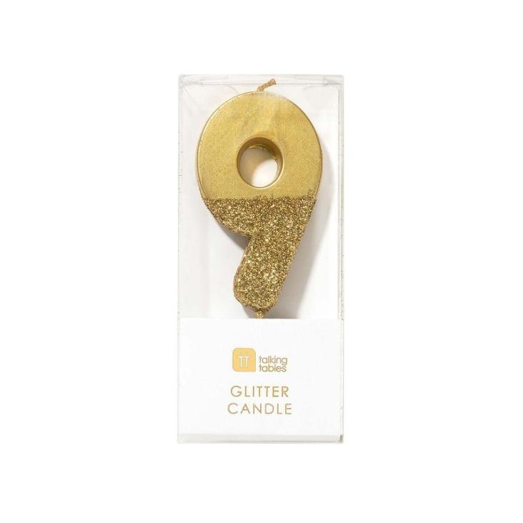 Zahlenkerze 9 - Gold