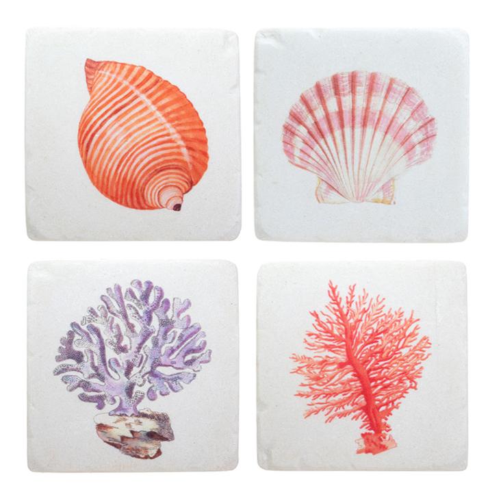 Vintage Sea Shore Coasters (4er Set)