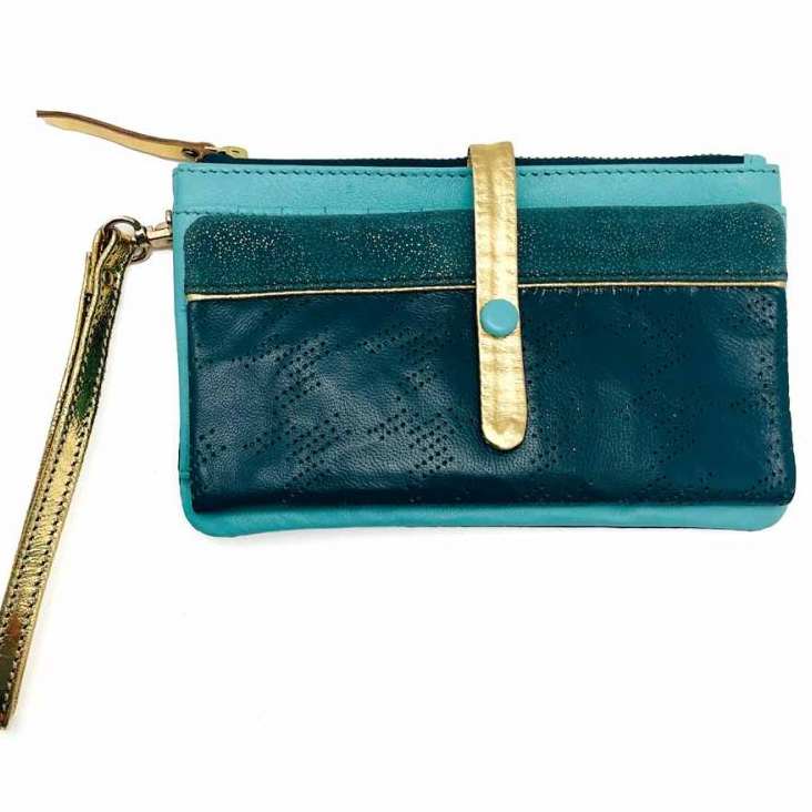 Portemonnaie HK zip Leder Code Petrol