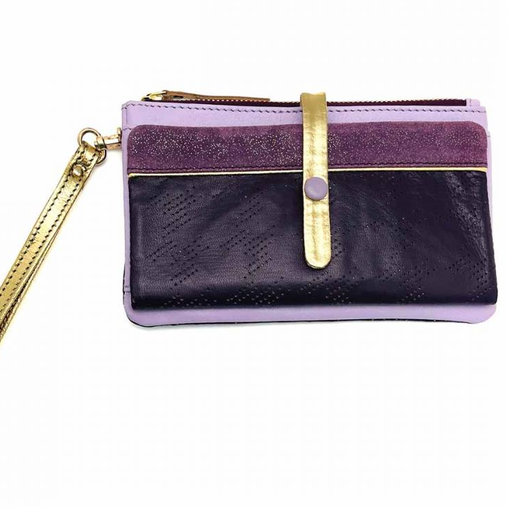 Portemonnaie HK zip Leder Code plum