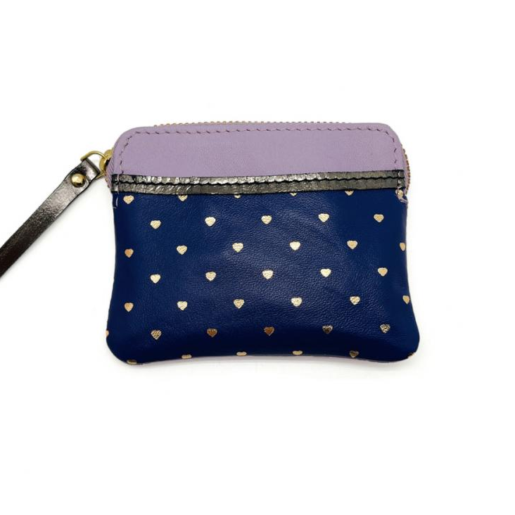 Mini zip Portemonnaie Leder Goldheart lilac
