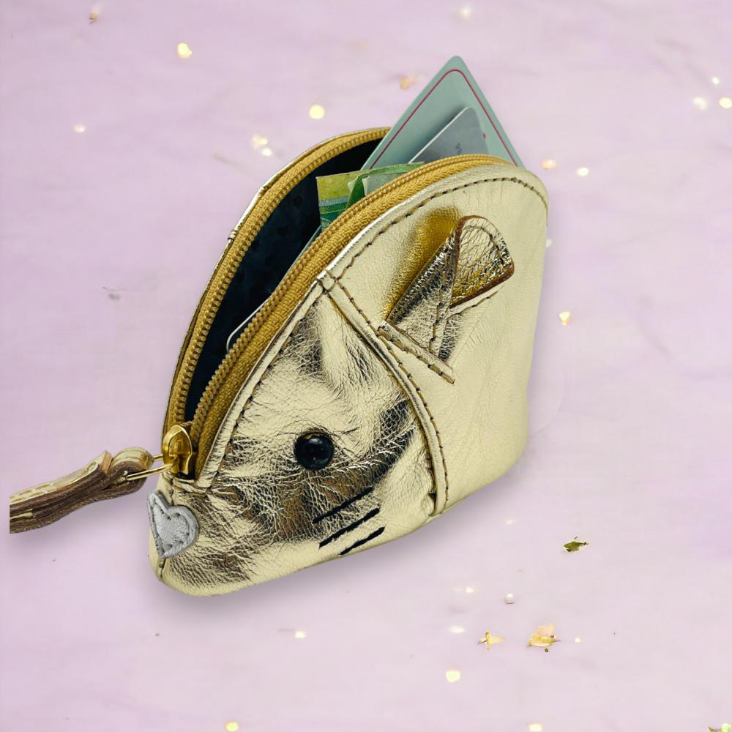 Zip Täschchen Cashmouse Leder L gold - 0
