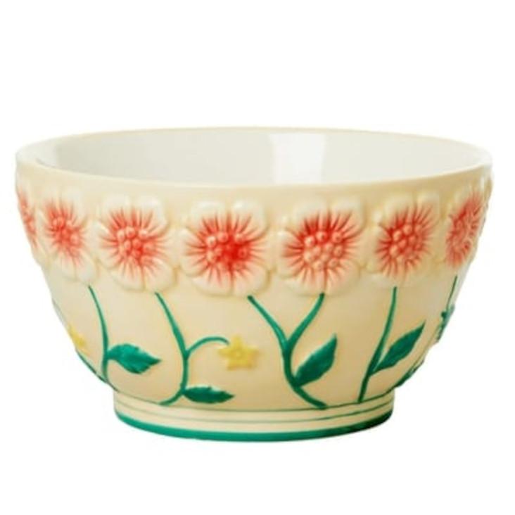 Ceramic Bowl Flower Design Creme von Rice