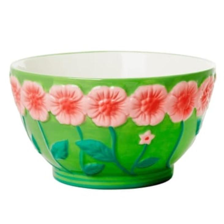 Ceramic Bowl Flower Design Sage Green von Rice