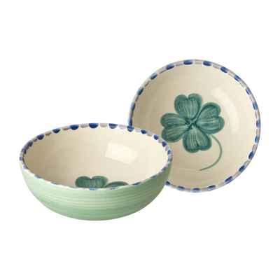 Ceramic Bowl - Soft Green - Hand-painted Good Luck Clover