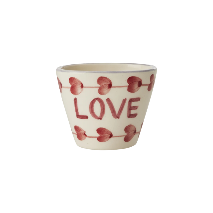 Extra kleiner Keramik Espressobecher - Cream - Hand-painted LOVE