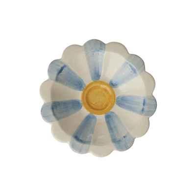 Small Ceramic Dipping Bowl - Soft Blue - Hand-painted Stripes