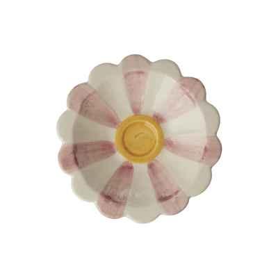Small Ceramic Dipping Bowl - Pink - Hand-painted Stripes