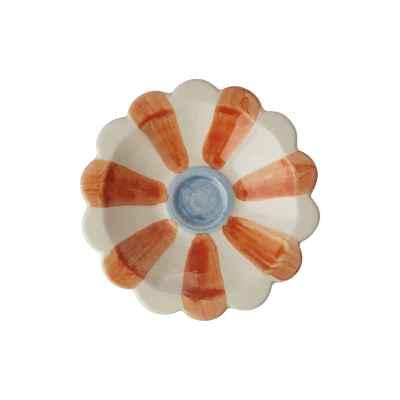 Small Ceramic Dipping Bowl - Orange - Hand-painted Stripes