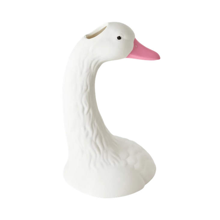 RICE SCHWAN KERAMIK VASE - WEISS